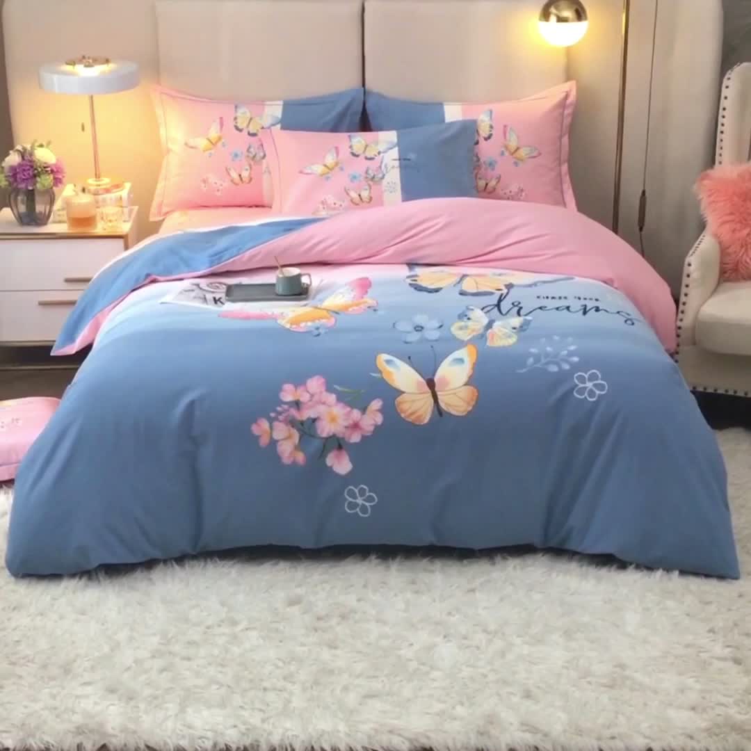 91家纺网 家纺一手货源 找家纺 格里芬家纺 2023新款全棉大版磨毛纯棉生态磨毛四件套 巴特弗