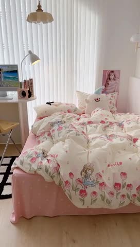 91家纺网 家纺一手货源 找家纺 昔可 2023新款全棉四件套-第五批 芍药女孩