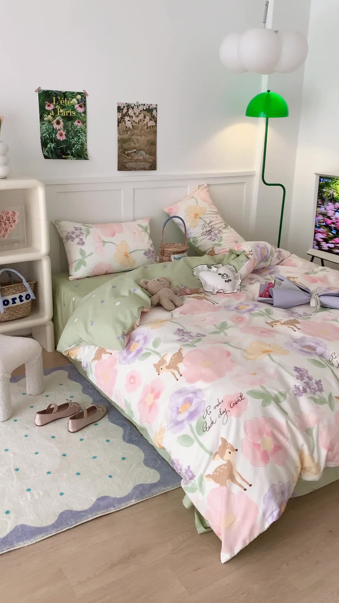 91家纺网 家纺一手货源 找家纺 昔可家纺 2023新款全棉四件套-第六批 花花小鹿