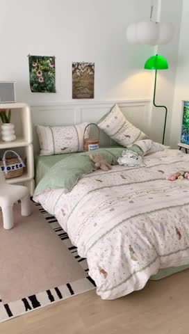 91家纺网 家纺一手货源 找家纺 昔可家纺 2023新款全棉四件套-第六批 绿野小兔