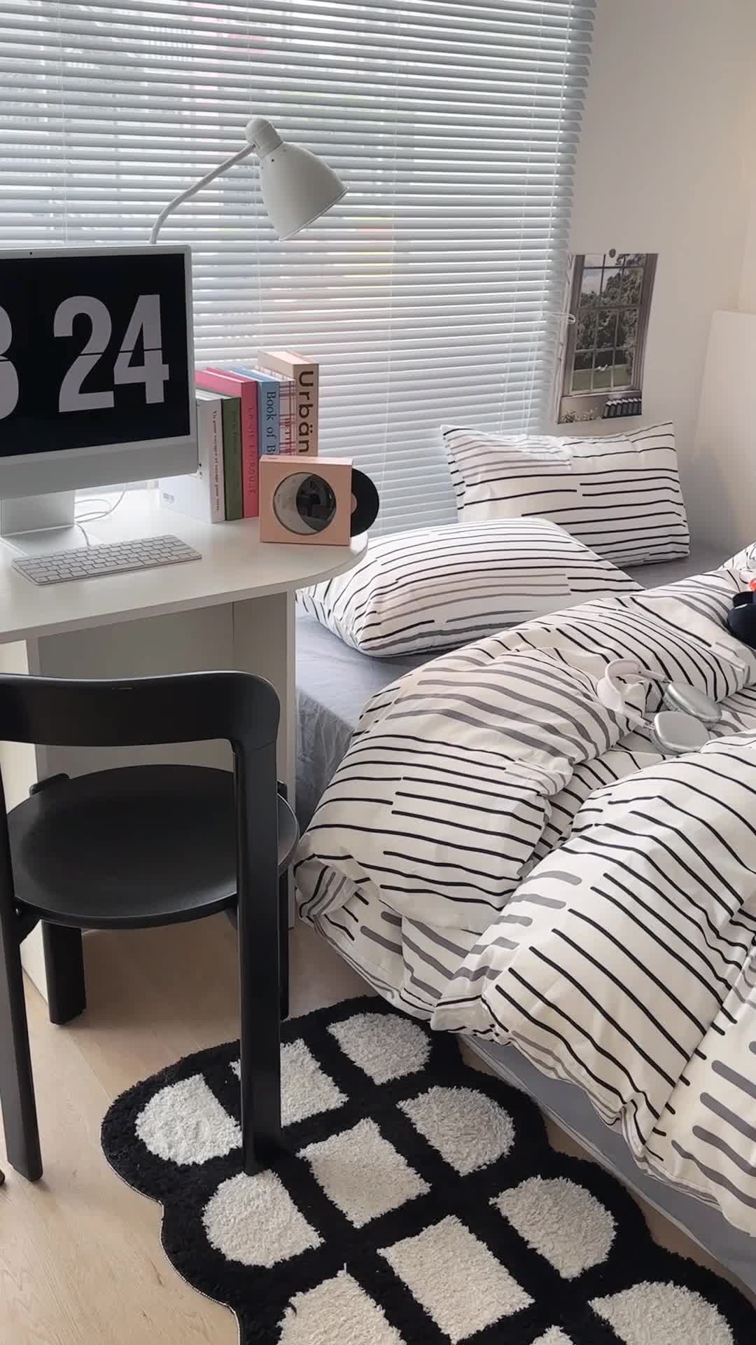 91家纺网 家纺一手货源 找家纺 昔可家纺 2023新款全棉学生季北欧风四件套 塞纳灰