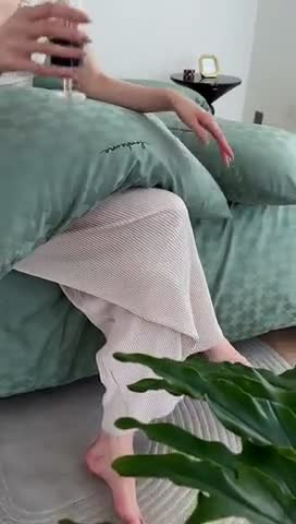 91家纺网 家纺一手货源 找家纺 安莱生活 2023爆款100S纯棉提花轻工艺刺绣系列四件套 轻工艺刺绣-月石浪漫嫩绿