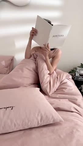 91家纺网 家纺一手货源 找家纺 安莱生活 2023爆款100S纯棉提花轻工艺刺绣系列四件套 轻工艺刺绣-青岚嫩粉