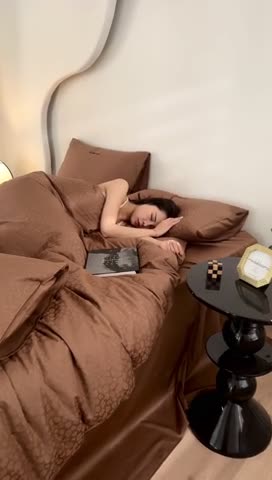 91家纺网 家纺一手货源 找家纺 安莱生活 2023爆款100S纯棉提花轻工艺刺绣系列四件套 轻工艺刺绣-狂野焦糖