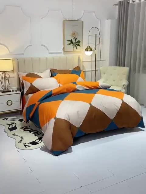 91家纺网 家纺一手货源 找家纺 鑫缘2025新款印花植物羊绒加厚磨毛四件套1.2米学生三件套 时代广场