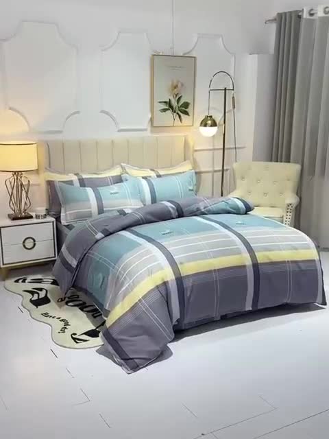 91家纺网 家纺一手货源 找家纺 鑫缘2025新款印花植物羊绒加厚磨毛四件套1.2米学生三件套 梦幻月亮