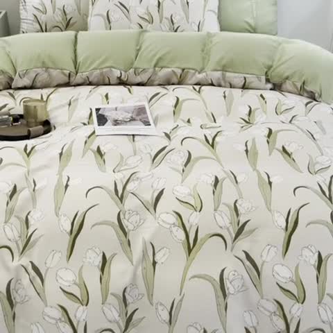 91家纺网 家纺一手货源 找家纺 仟网汇 2023新款休闲款皱皱布棉麻双层纱四件套 休闲款-秋色