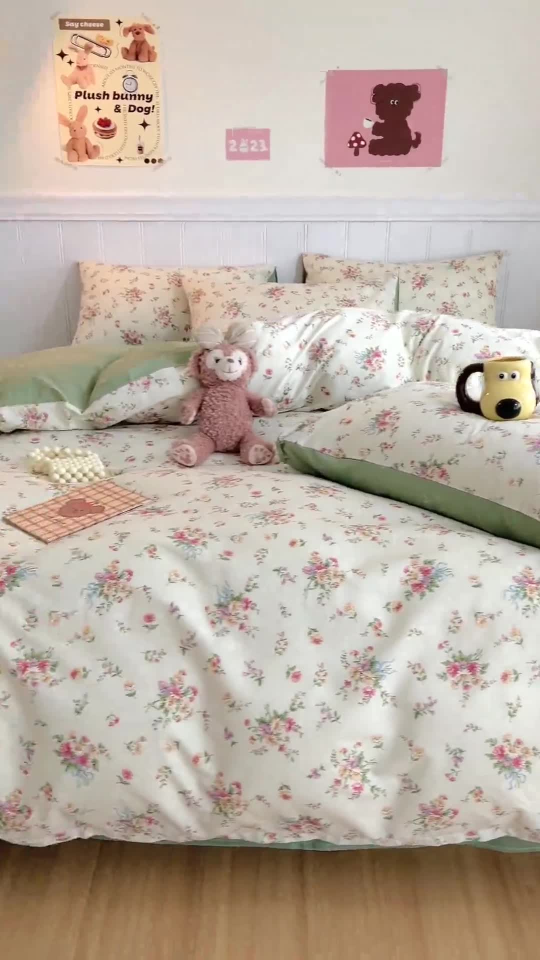 91家纺网 家纺一手货源 找家纺 顾里家纺 2023新款40支13372全棉印花四件套 春暖花开