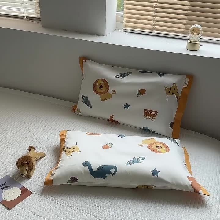91家纺网 家纺一手货源 找家纺 荷马之梦 2023新款蜜糖系列—A类60s长绒棉儿童枕套 动物乐园
