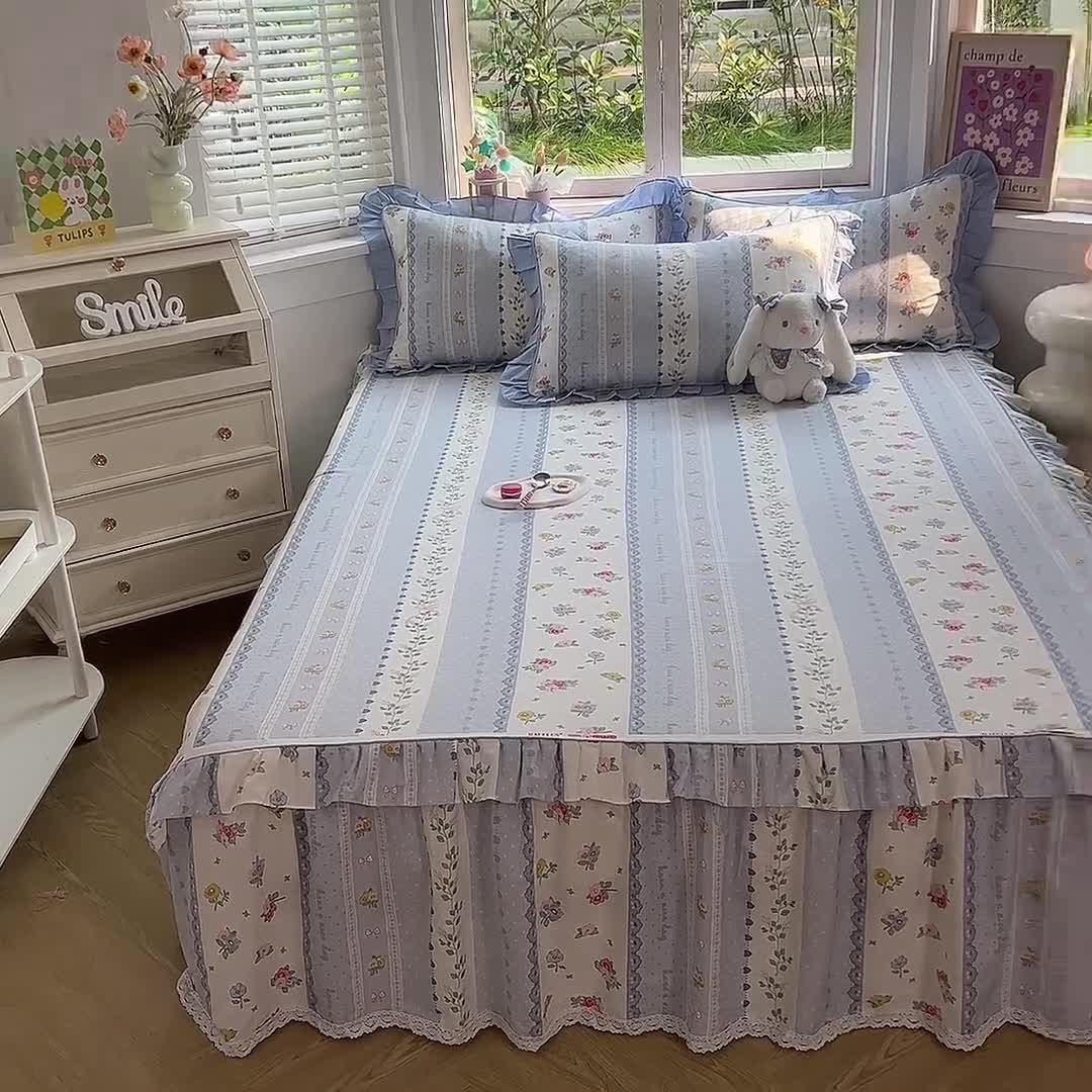 91家纺网 家纺一手货源 找家纺 美达 2025新款韩版全棉四件套单品系列-单床裙 安暖入夏