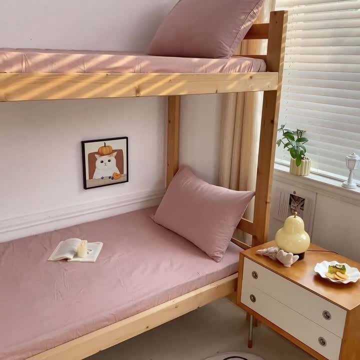 91家纺网 家纺一手货源 找家纺 恋人优选 2023新款纯棉水洗棉床笠 脏粉