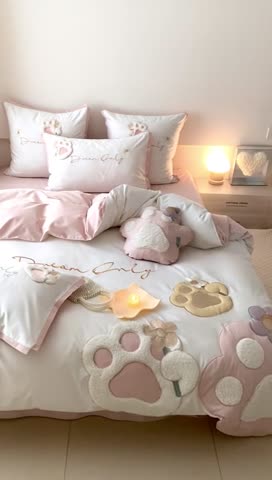 91家纺网 家纺一手货源 找家纺 （总）星野 2023新款100支双股澳棉四件套-萌爪