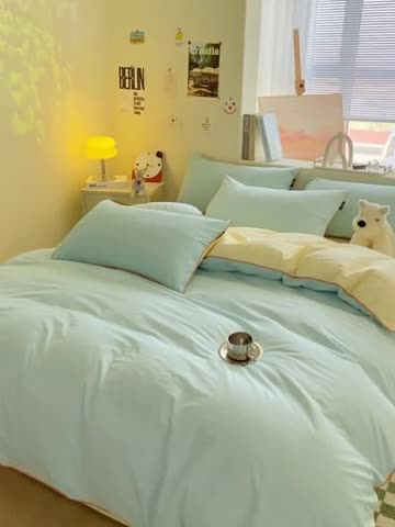 91家纺网 家纺一手货源 找家纺 （总）眠帛家居 2023新款A类芝士系列水洗棉麻绳滚边四件套