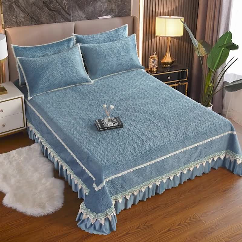 91家纺网 家纺一手货源 找家纺 （总）OL家纺 2023新款保暖宝宝绒床盖夹棉三件套