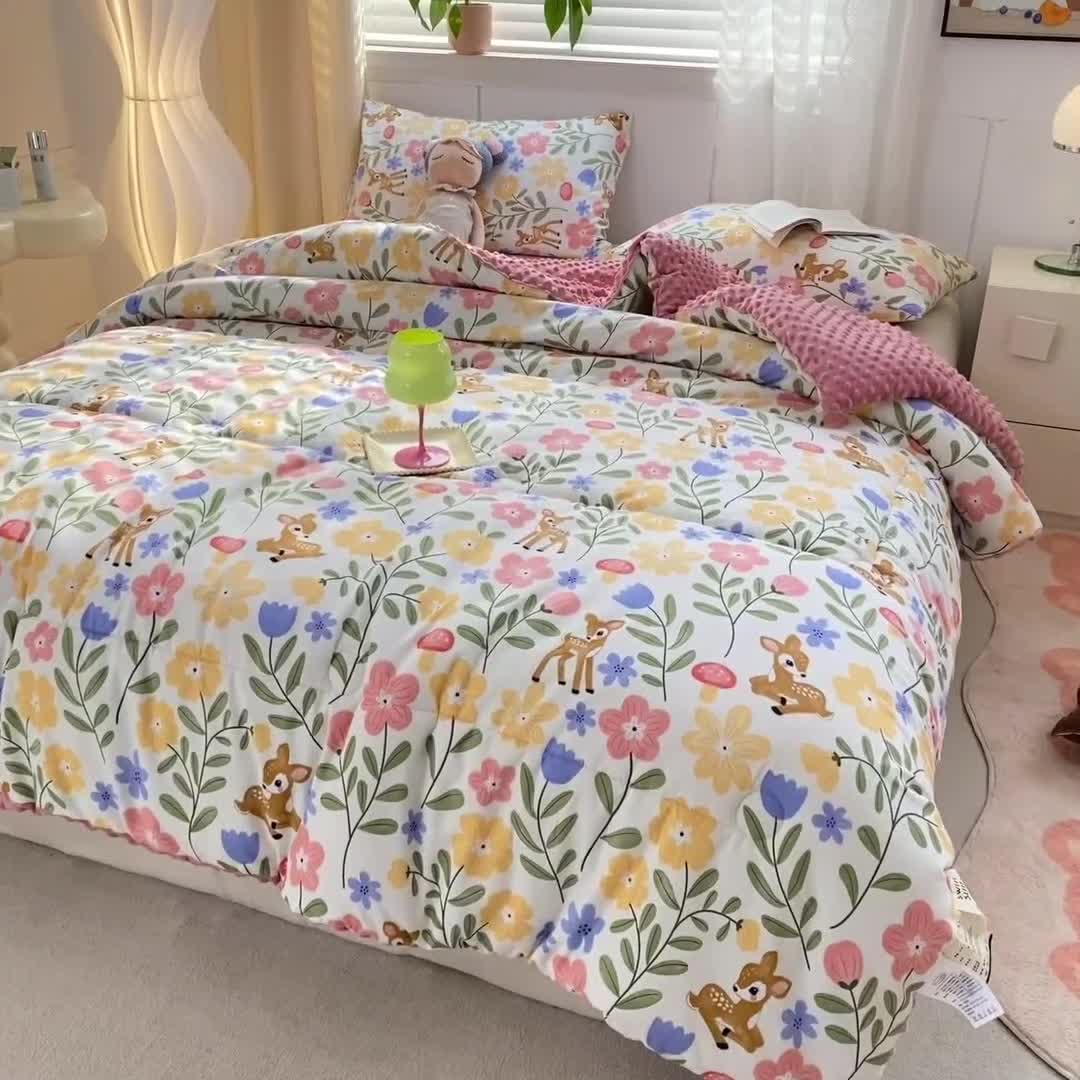 91家纺网 家纺一手货源 找家纺 （总）锦鹭被业 2025新款大豆纤维豆豆被小清新印花四季被冬被