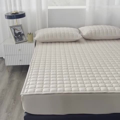 91家纺网 家纺一手货源 找家纺 恋绒 2023新款A类升级款防水床垫隔尿床护垫床褥子软垫床垫保护罩 防水款-奶油色