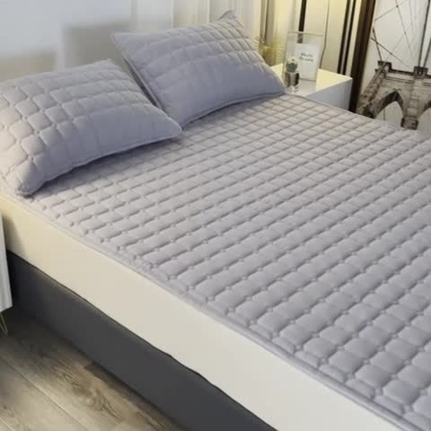 91家纺网 家纺一手货源 找家纺 恋绒 2023新款A类升级款防水隔尿床护垫床褥子床垫 防水款-青灰色