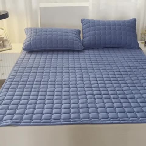 91家纺网 家纺一手货源 找家纺 恋绒 2023新款A类升级款防水隔尿床护垫床褥子床垫 防水款-远山蓝