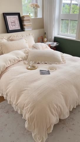 91家纺网 家纺一手货源 找家纺 萝莉家纺 2023新款公主风加厚牛奶绒立体压花四件套 山茶花米