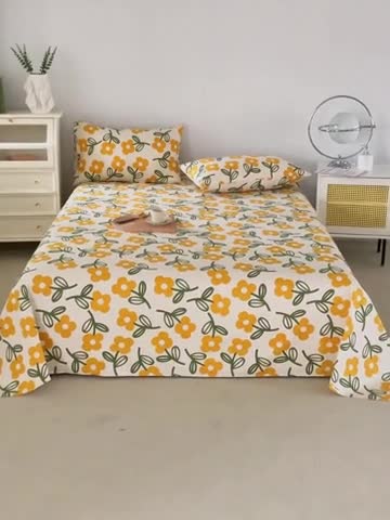 91家纺网 家纺一手货源 找家纺 首爱家纺 2025新款原棉纯棉粗布床单纯棉单床单 花颜