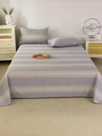 91家纺网 家纺一手货源 找家纺 棉乐町家居 2025新款原棉老粗布系列单床单 淡雅