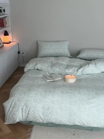 91家纺网 家纺一手货源 找家纺 爱丽丝 2023新款全活性印花全棉a类母婴级针织棉四件套 薄雾清晨（绿）