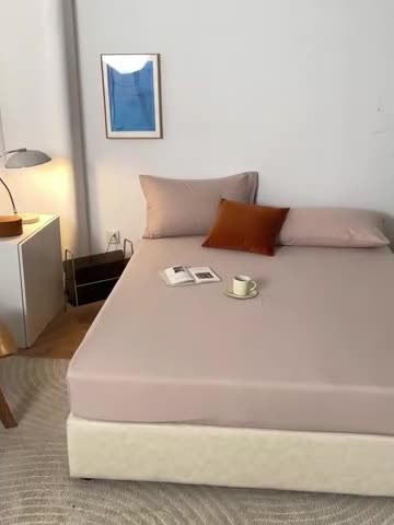 91家纺网 家纺一手货源 找家纺 万盛 2023新款全棉40支水洗棉单层床笠 淡咖