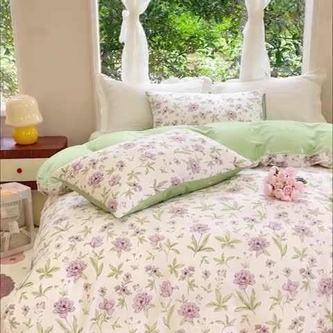 91家纺网 家纺一手货源 找家纺 珺柔家纺 2023新款13372全棉印花四件套 和风