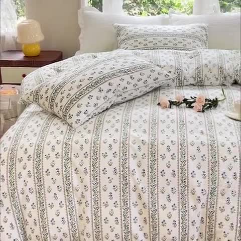 91家纺网 家纺一手货源 找家纺 珺柔家纺 2023新款13372全棉印花四件套 爱丽丝