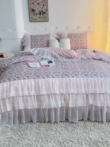 91家纺网 家纺一手货源 找家纺 潮邦创意家居 新款13372全棉法式工艺款四件套学生三件套 幻露