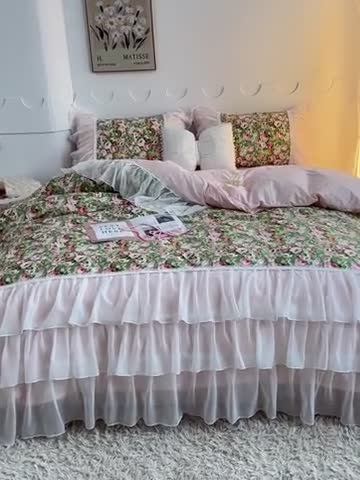 91家纺网 家纺一手货源 找家纺 潮邦创意家居 新款13372全棉法式工艺款四件套学生三件套 枫清