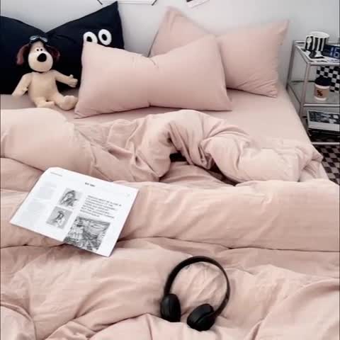 91家纺网 家纺一手货源 找家纺 （总）贝拉梦 2023新款ins风超柔亲肤磨毛褶皱水洗棉单被套