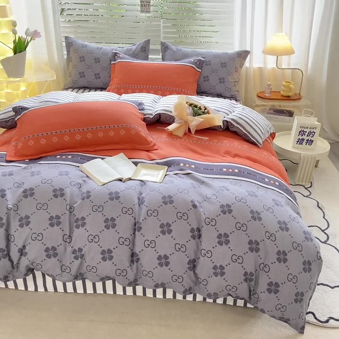 91家纺网 家纺一手货源 找家纺 红日子 2023新款斜纹印花四件套 摩登夜曲