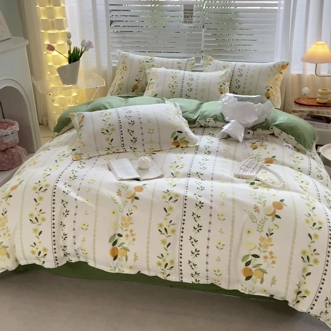 91家纺网 家纺一手货源 找家纺 红日子 2023新款斜纹印花四件套 金香盛宴