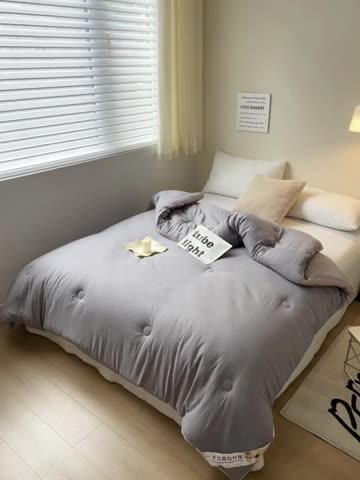 91家纺网 家纺一手货源 找家纺 森林人 2023新款A类水洗棉立体大豆被 立体-绅士灰