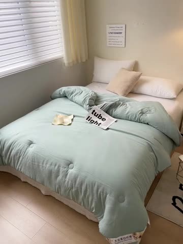 91家纺网 家纺一手货源 找家纺 森林人 2023新款A类水洗棉立体大豆被 立体-薄荷绿
