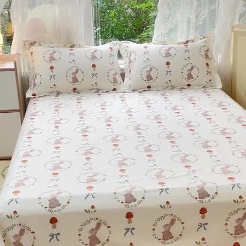 91家纺网 家纺一手货源 找家纺 金鑫汇 2023新款喷气全棉单床单 比菲兔