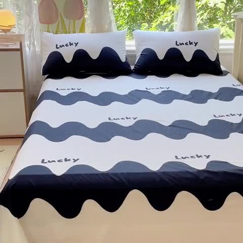 91家纺网 家纺一手货源 找家纺 金鑫汇 2023新款喷气全棉单床单 波浪世界