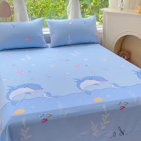 91家纺网 家纺一手货源 找家纺 金鑫汇 2023新款喷气全棉单床单 海洋世界