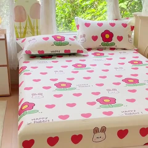 91家纺网 家纺一手货源 找家纺 金鑫汇 2023新款喷气全棉单床笠 初暖