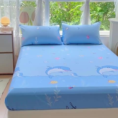 91家纺网 家纺一手货源 找家纺 金鑫汇 2023新款喷气全棉单床笠 海洋世界