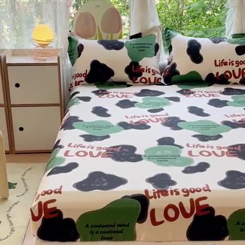 91家纺网 家纺一手货源 找家纺 金鑫汇 2023新款喷气全棉单床笠 蜗居