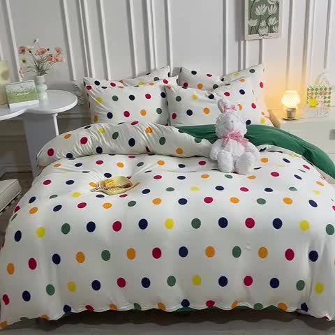 91家纺网 家纺一手货源 找家纺 甜之梦 2025新款针织棉印花四件套 流星点点