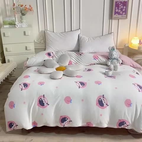 91家纺网 家纺一手货源 找家纺 甜之梦 2025新款针织棉印花单品被套 蜜桃牛奶