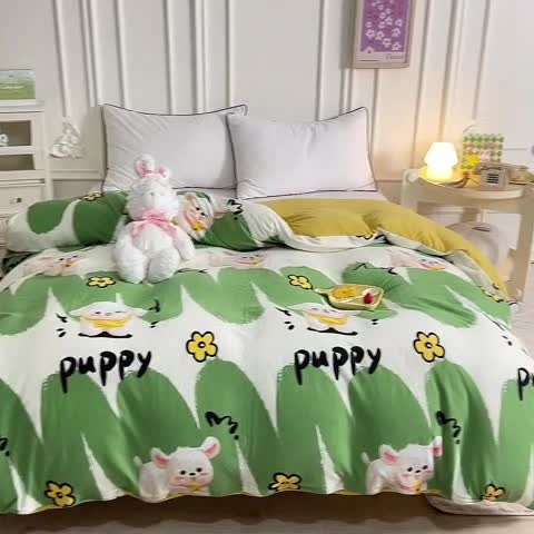 91家纺网 家纺一手货源 找家纺 甜之梦 2025新款针织棉印花单品被套 哈基米