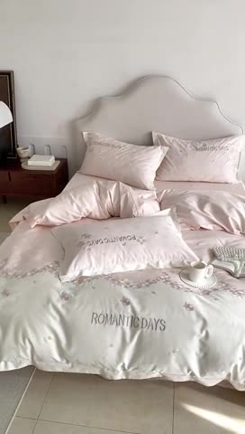 91家纺网 家纺一手货源 找家纺 MIU缪家居 2023新款100支全棉提花四件套-丝绒玫瑰 丝绒玫瑰-粉