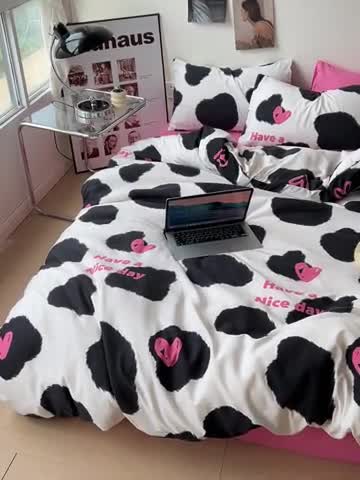 91家纺网 家纺一手货源 找家纺 海岛哥哥 2023新款大眼睛超柔水洗棉系列四件套 大眼睛-绒朵