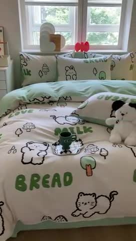 91家纺网 家纺一手货源 找家纺 澳萝拉 2023新款磨毛四件套-卡通系列 森林生活