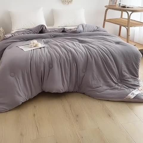 91家纺网 家纺一手货源 找家纺 森林人 2023新款A类水洗棉立体大豆被 立体-绅士灰