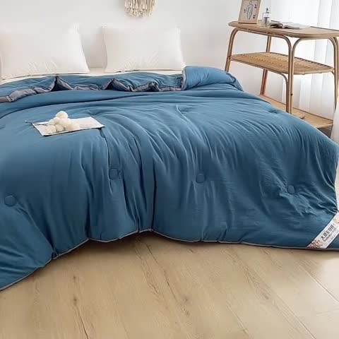 91家纺网 家纺一手货源 找家纺 森林人 2023新款A类水洗棉立体大豆被 立体-宾利蓝